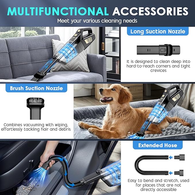 Handheld Vacuum Cordless, 15000PA Strong Suction Hand Held Car Vacuum Cleaner - Image 3