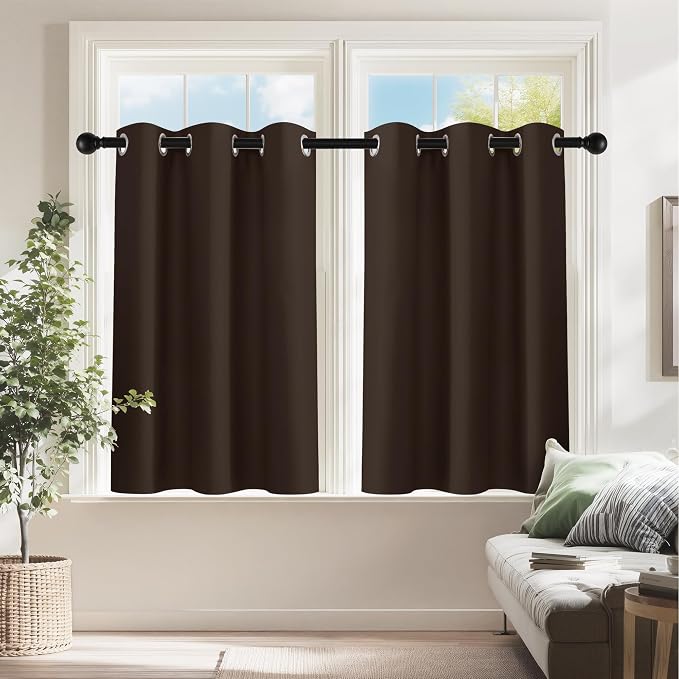 PONY DANCE Blackout Small Curtains 36 inch 2 Panels Set, Room Darkening Short by PONYDANCE