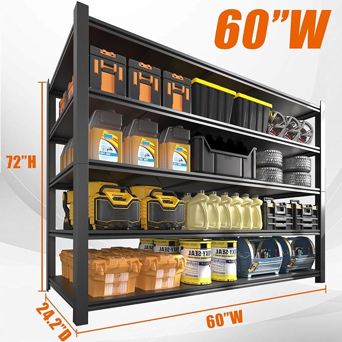 60"W Garage Shelving Heavy Duty Metal Shelving 3000LBS Storage Shelves - Image 3