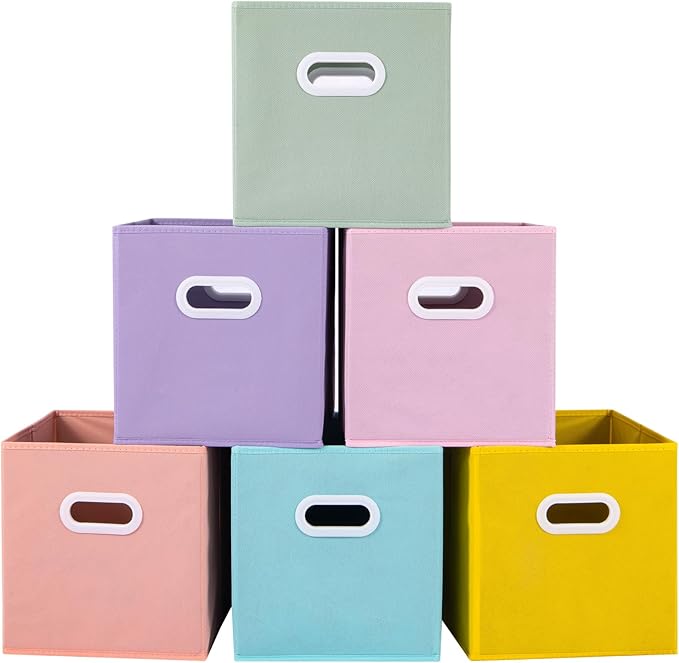 Stero Fabric Storage Cubes Bins, 13 inch Fun Colored Foldable Storage Baskets by Stero