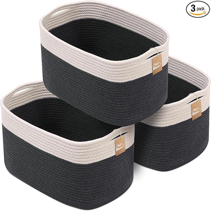 CHAT BLANC Cotton Rope Baskets for Organizing | Storage Baskets for Shelves | by CHATBLANC
