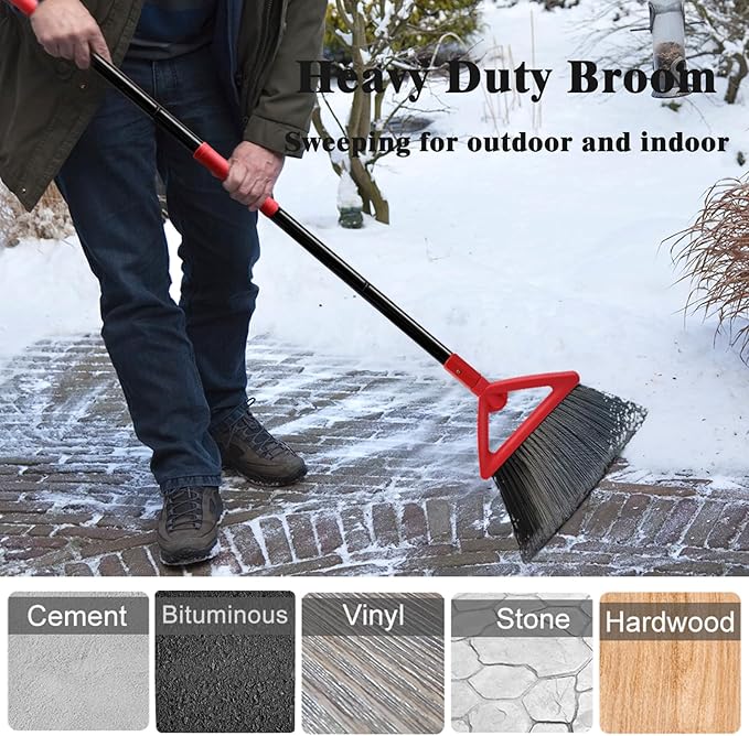 Heavy Duty Angle Broom, 3 Pack Longer Commercial Brooms, Swipe Brooms - Image 4