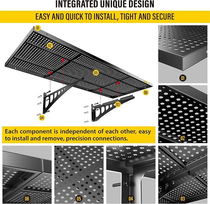 4-Pack 1.64x4ft Adjustable Garage Wall Shelving 1120lbs Load Capacity Heavy - Image 6