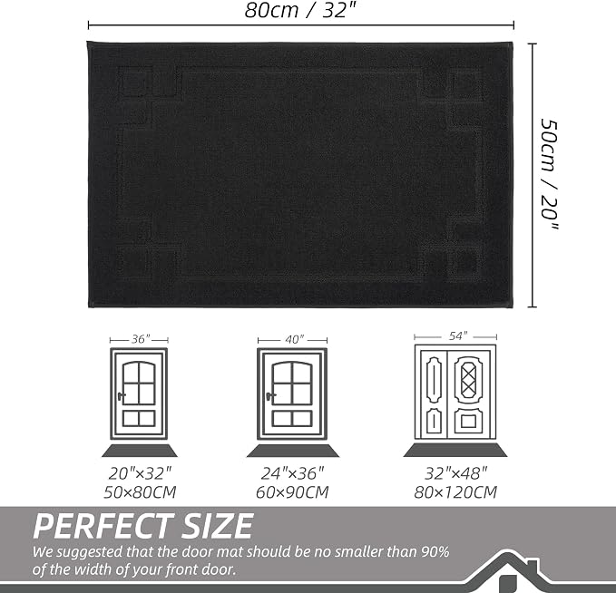 BEQHAUSE Door Mat 20" x 32", Non-Slip Door Mats Indoor Entryway Rugs Washable - Image 2