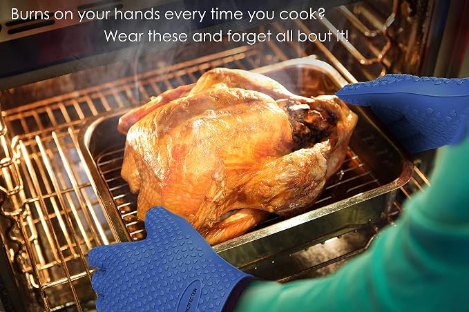 KITCHEN PERFECTION Silicone Smoker Oven Gloves -Extreme Heat Resistant BBQ - Image 3