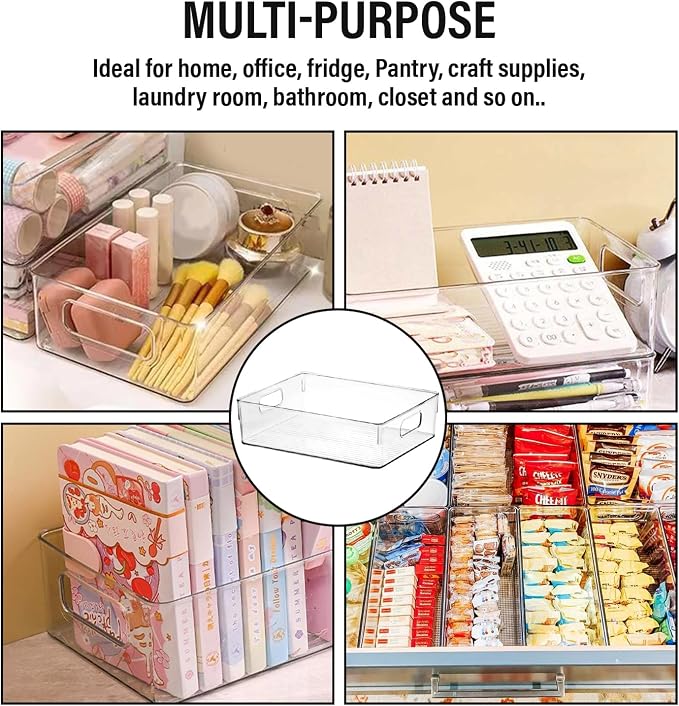 Clear Plastic Storage Bins, Home Bathroom Laundry Room Freezer Refrigerator - Image 6