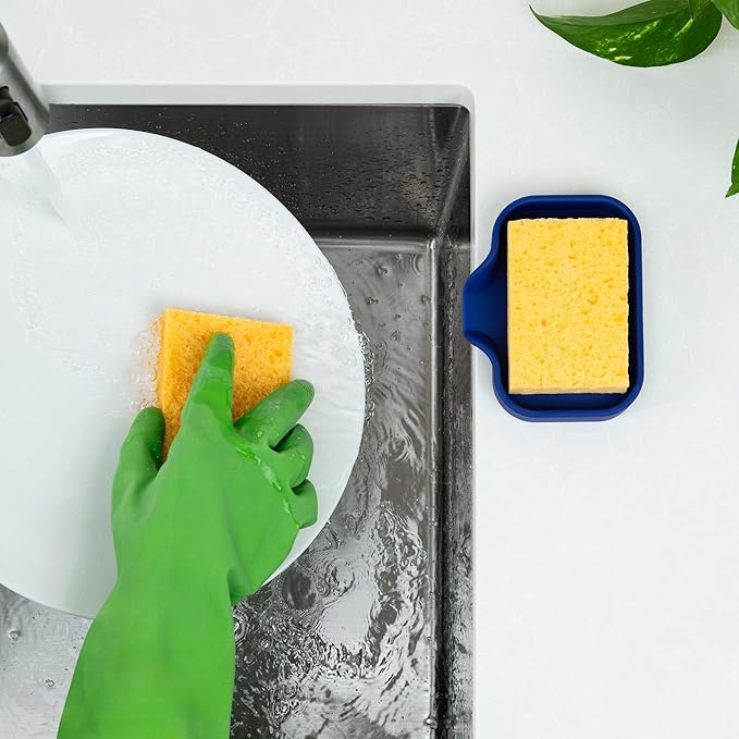 Zulay Kitchen Small Silicone Sponge Holder – Space-Saving Sink Organizer Tray - Image 3