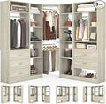 Corner Closet System with 5 Drawers, Closet Organizer System with 15+Shelvess & by Besiost