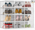 12 Pack XX-Large Modular Clear Plastic Stackable Shoe Storage Organizer by FJFEOIYE