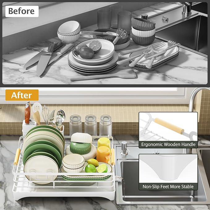 Epicano Dish Drying Rack for Kitchen Counter, Space-Saving Dish Rack, Rustproof - Image 7