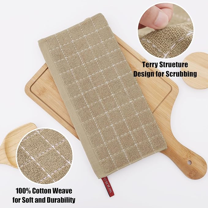 Homaxy 100% Cotton Terry Kitchen Towels, Checkered Designed, Soft and Super - Image 7