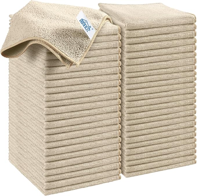HOMEXCEL Brown Microfiber Cleaning Cloth, 50 Pack Cleaning Towels by HOMEXCEL
