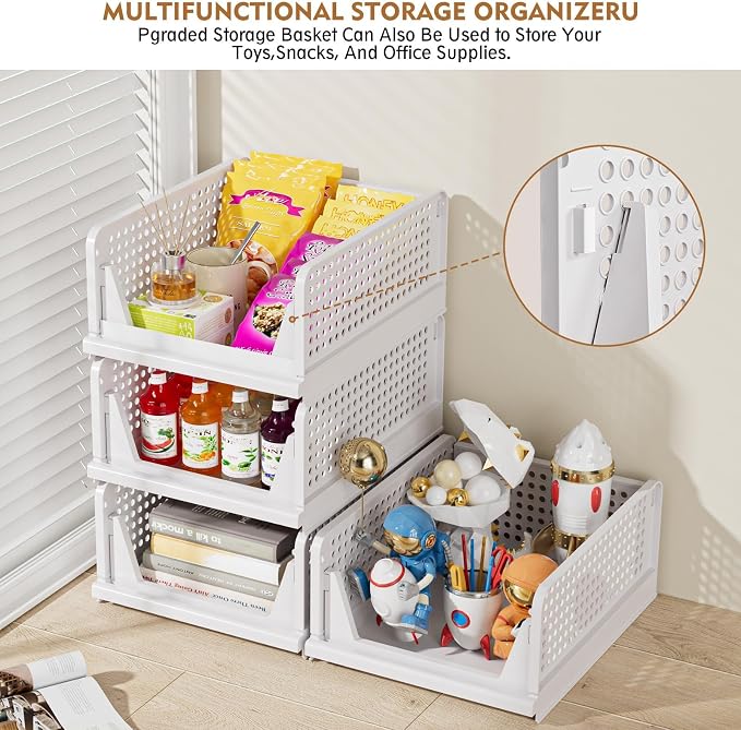 SNSLXH 5 Pack Stackable Closet Storage Basket, Space-Saving Clothes Storage - Image 7