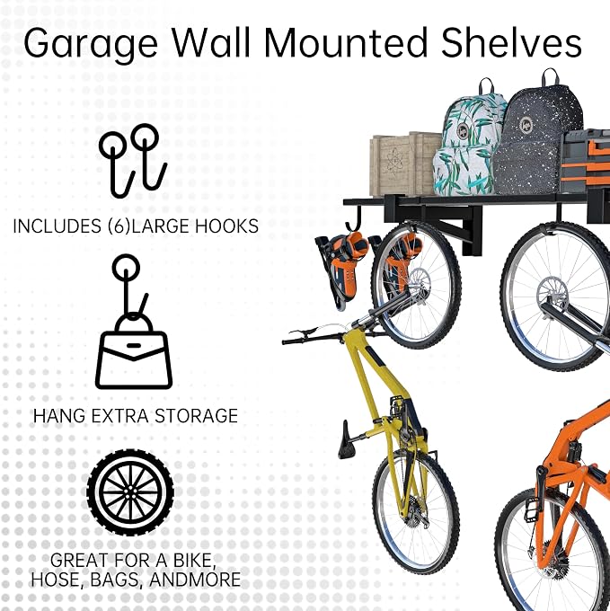 1-Pack Garage Wall Shelving, Heavy Duty Garage Storage Shelves, Wall Mounted - Image 4