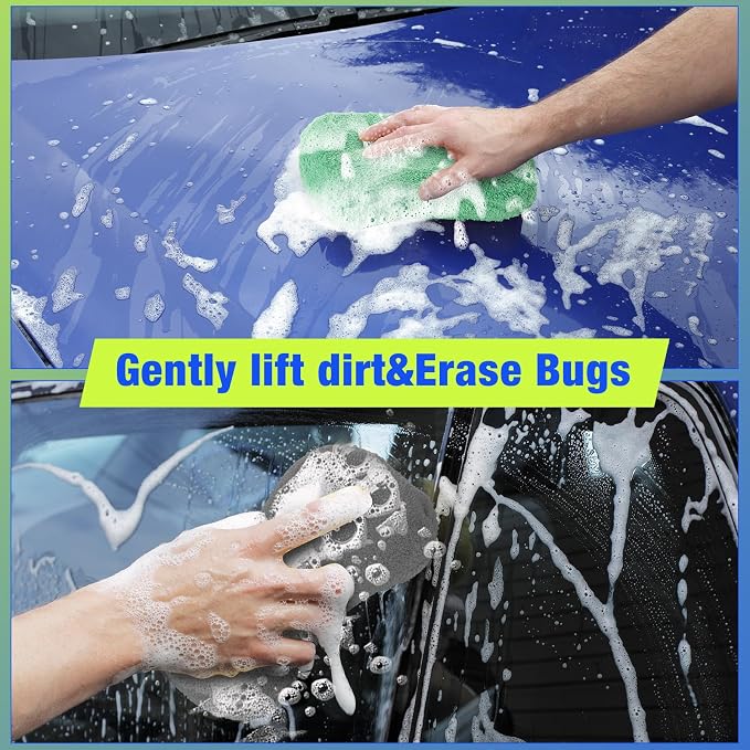 12 Pack Microfiber Car Wash Sponge 9" x 4.3" Large Sponges Two-Sided - Image 4