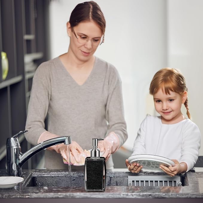 Black Soap Dispenser with Refillable Plastic Pump - Image 4