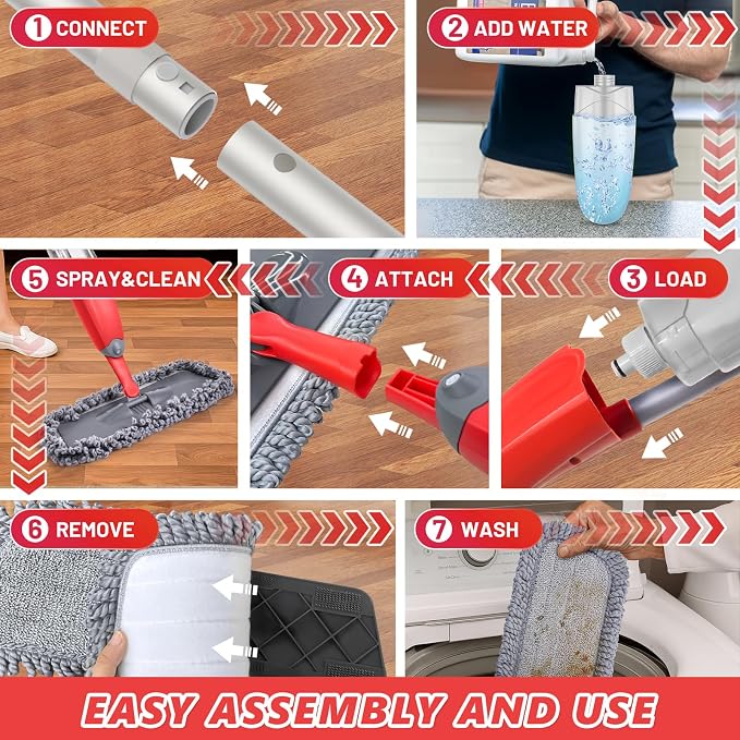 HOMTOYOU Dust Mop for Hardwood Floors: Microfiber Spray Mop for Cleaning - Image 7