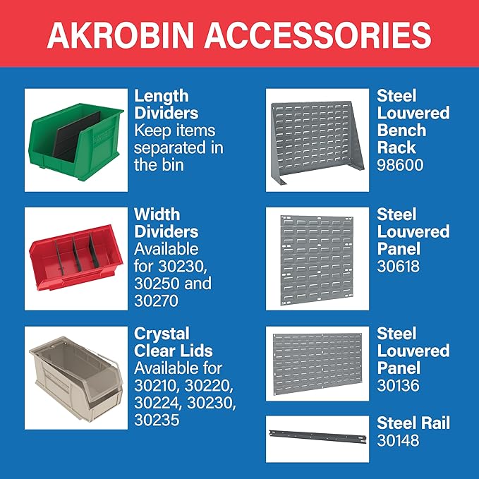 Akro-Mils 30210 AkroBins Plastic Storage Bins, Space-Saving Stackable Bins - Image 8
