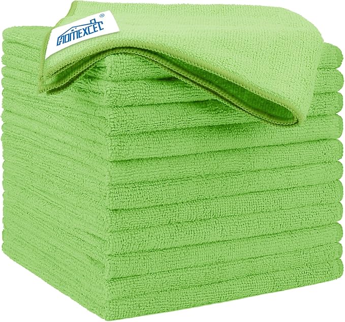 HOMEXCEL Green Microfiber Cleaning Cloth 12 Pack, 12.5 x 12.5 inch Microfiber by HOMEXCEL