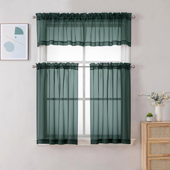 Chyhomenyc Sheer Valances for Windows 2 Pack, Small Window Curtains for Living - Image 2