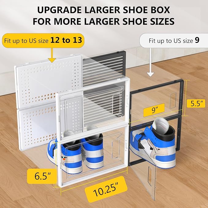 Secret Space 12 Pack XX Large Shoe Organizer Storage Boxes - Image 5