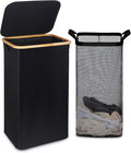 100L Laundry Basket with Lid and Net Bag, Tall Laundry Hamper with Bamboo by Unknown