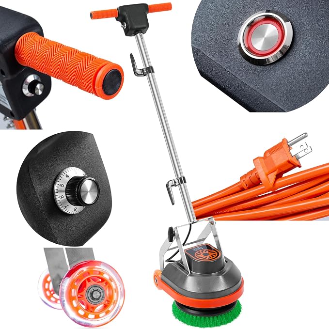 Commercial Floor Scrubber Machine, 3 Brushes & 3 Cleaning Pads - Image 9