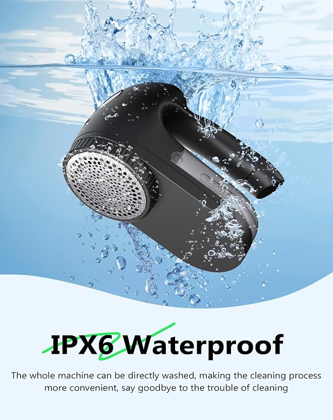 IPX6 Waterproof Washable Electric Fabric Shaver and Lint Remover, Rechargeable - Image 2