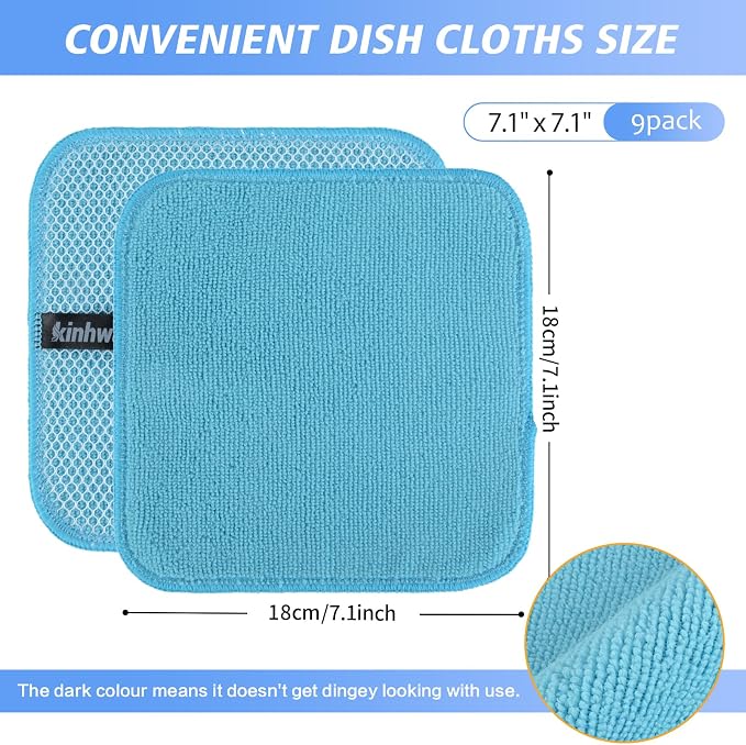 KinHwa Kitchen Washcloths for Dishes Absorbent Microfiber Dish Cloths Quick Dry - Image 7