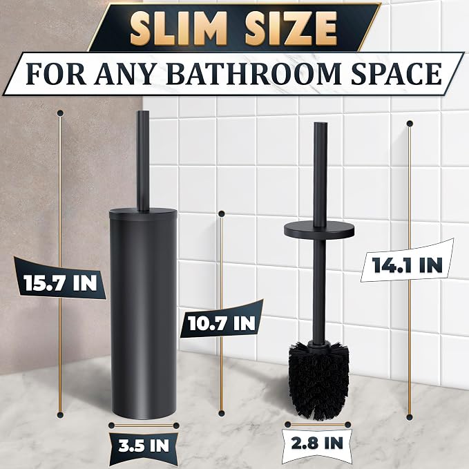 Black Toilet Brush and Holder Set - Image 2