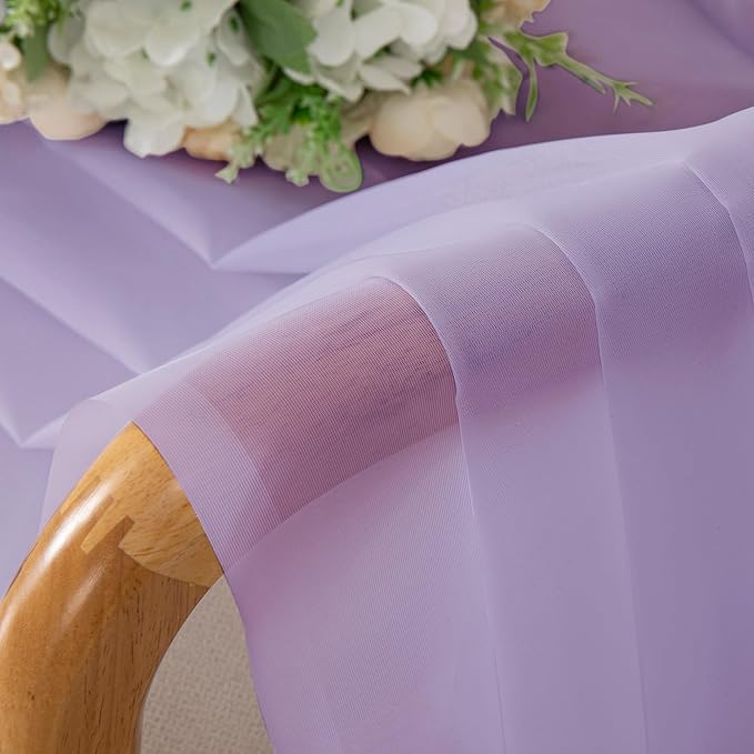 Chyhomenyc Lilac Sheer Curtains 36 inch Length 2 Panels, Light Filtering Voile - Image 4