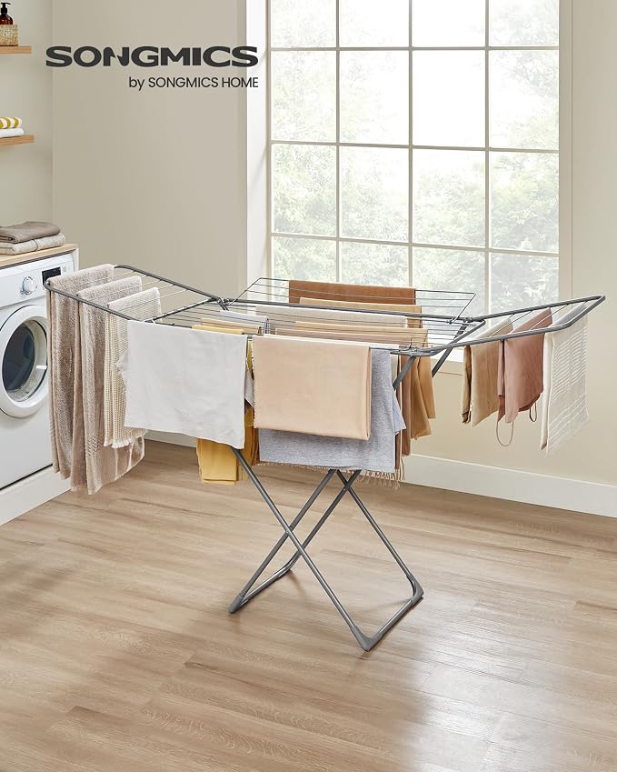 SONGMICS Clothes Drying Rack, Metal Laundry Drying Rack, Space-Saving, - Image 2