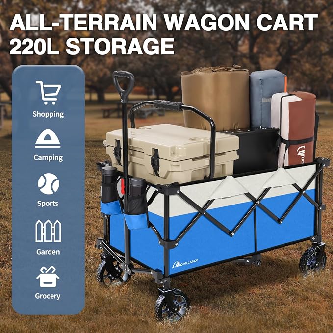Moon Lence Collapsible Folding Wagon Cart Heavy Duty Folding Garden Portable - Image 8