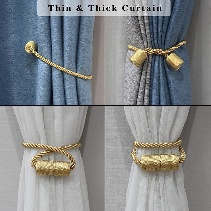 4 Pack Gold Strong Magnetic Curtain Tiebacks Outdoor Elegant Decorative Tie - Image 5