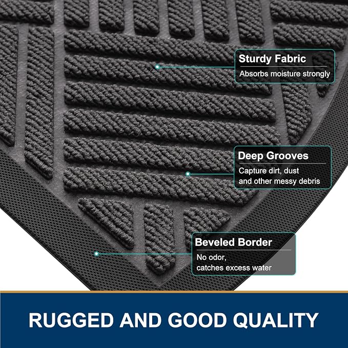 Smiry Half Circle Front Door Mat Outside Entrance, Heavy Duty Outdoor Indoor - Image 4