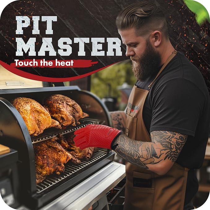 KITCHEN PERFECTION XL Silicone Smoker Oven Gloves-Extreme Heat Resistant BBQ - Image 3