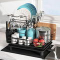 JASIWAY 2 Tier Black Large Stainless Steel Dish Drainers Drying Rack by JASIWAY