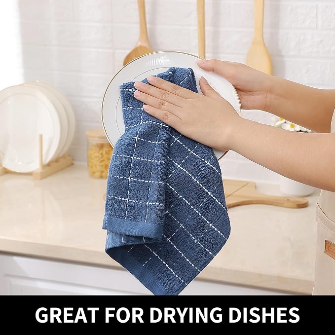 Homaxy 100% Cotton Terry Kitchen Towels, Checkered Designed, Soft and Super - Image 4