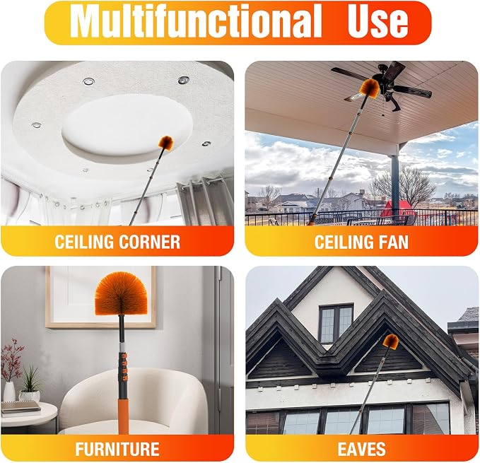 12FT Cobweb Duster with Extension Pole, Spider Web Brush - Image 4