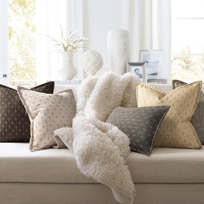 ZWJD Pillow Covers 24x24 Set of 2 Soft Polyester Textured Pillow Covers - Image 6