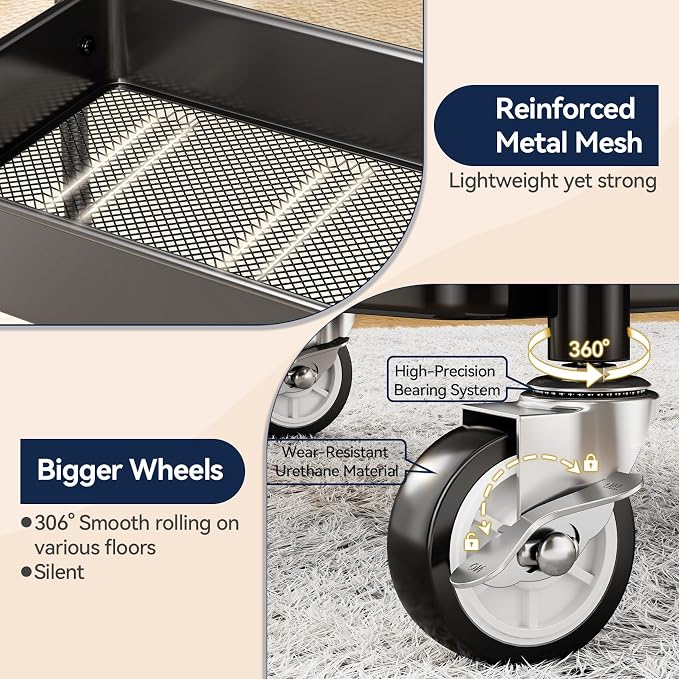 YASONIC 3 Tier Rolling Cart - Image 5