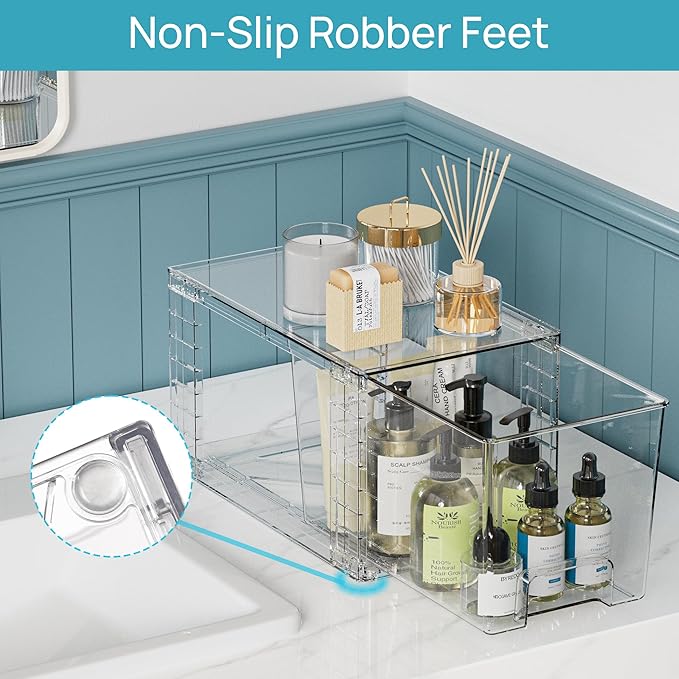 Vtopmart 8 Pack Clear Stackable Storage Drawers, Plastic Drawers - Image 4