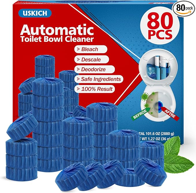 USKICH 80 Pack Toilet Bowl Cleaner Tablets, Long-Lasting Household Toilet by USKICH