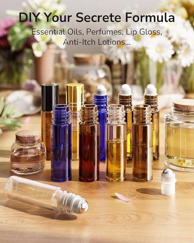 ULG 24-Pack Essential Oil Roller Bottles 10ml, Empty Bottles - Image 7