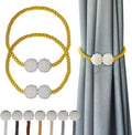 Hion Magnetic Curtain Tiebacks Golden 2pcs, Curtain Tiebacks Buckles Holdbacks by Hion