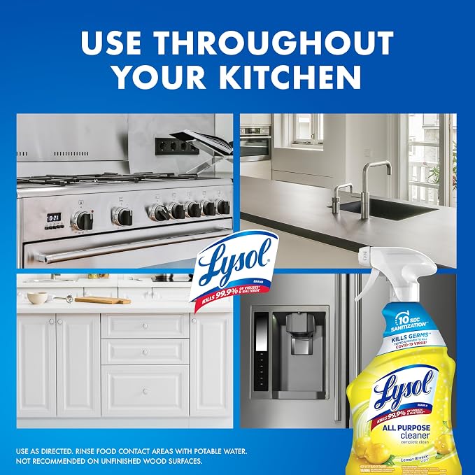 Lysol All Purpose Cleaner Spray, Kitchen & Bathroom Cleaner, Lemon Breeze - Image 7
