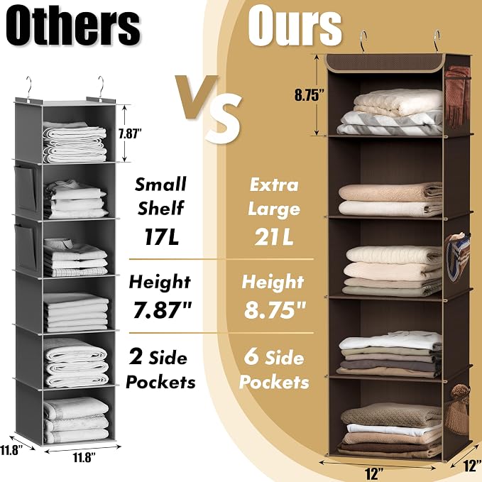 Simple Houseware 5 Shelf Hanging Closet Organizer - Image 4