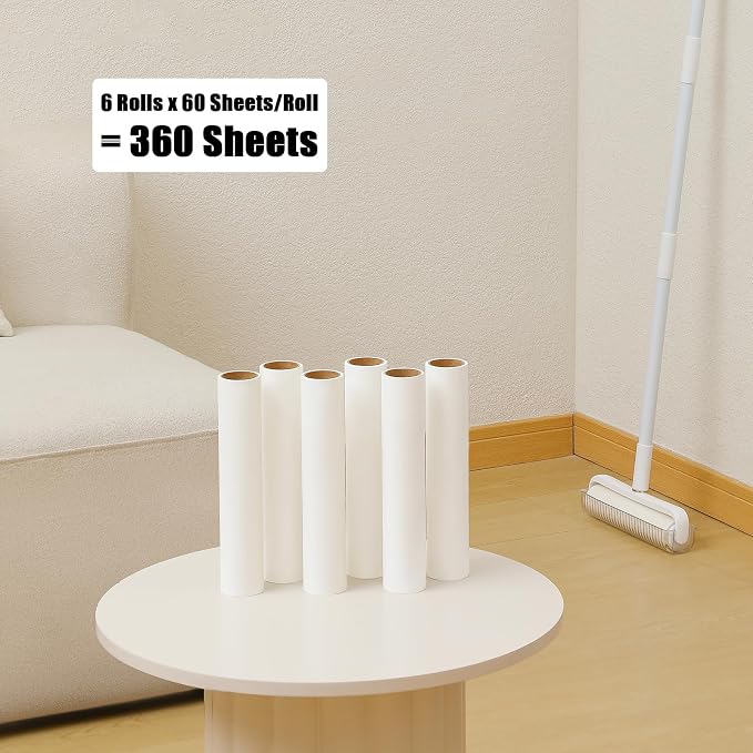 6 Pack 9.45 inch Lint Roller Refill Extra Sticky 9.4-9.5 inch Wide Large Lint - Image 5