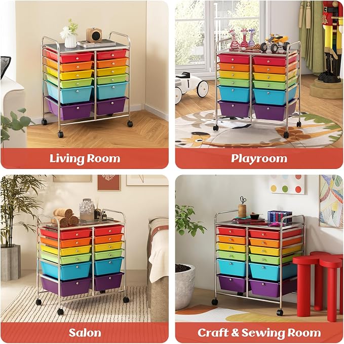 GOFLAME 12-Drawer Rolling Storage Cart, Mobile Utility Cart - Image 8