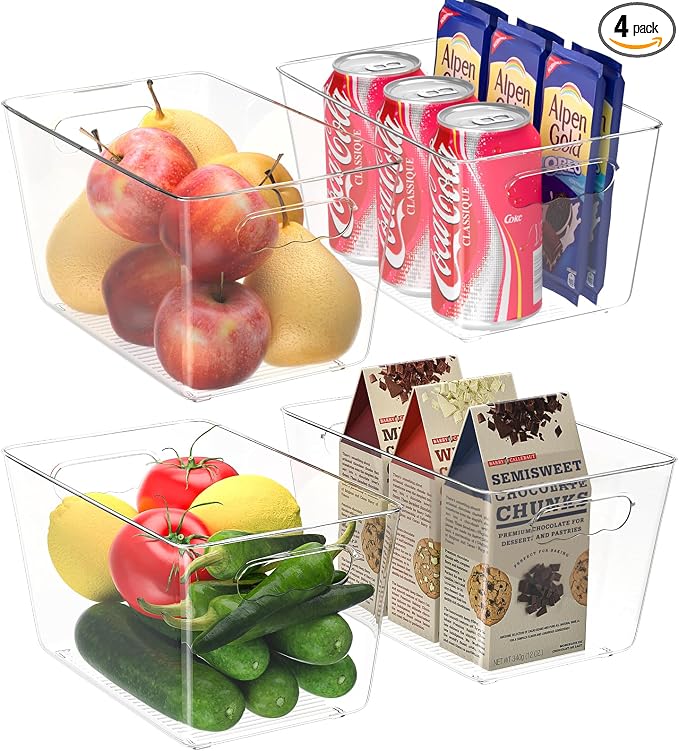 BALEINE Clear Plastic Storage Bins, Pantry Organization, BPA Free Stackable by BALEINE